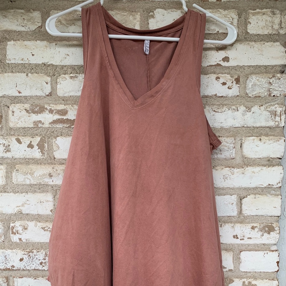 Terra cotta faux suede tank top